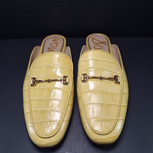Sam Edelman Laurna Pastel Yellow Crocodile Leather Mule Flats Loafers Women's 9M - Picture 5 of 14